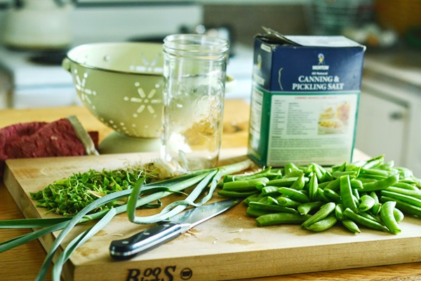 Green peas, canned for the winter at home