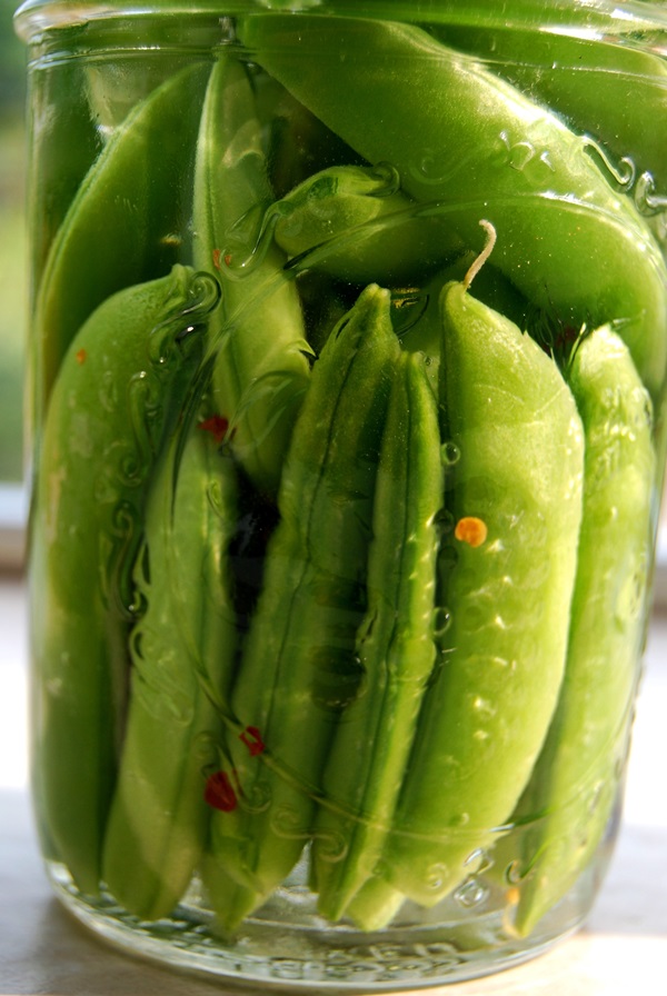 Green peas, canned for the winter at home