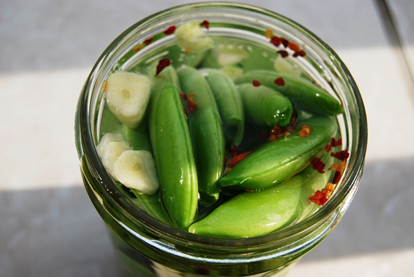 Green peas, canned for the winter at home