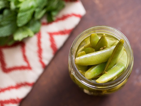 Green peas, canned for the winter at home