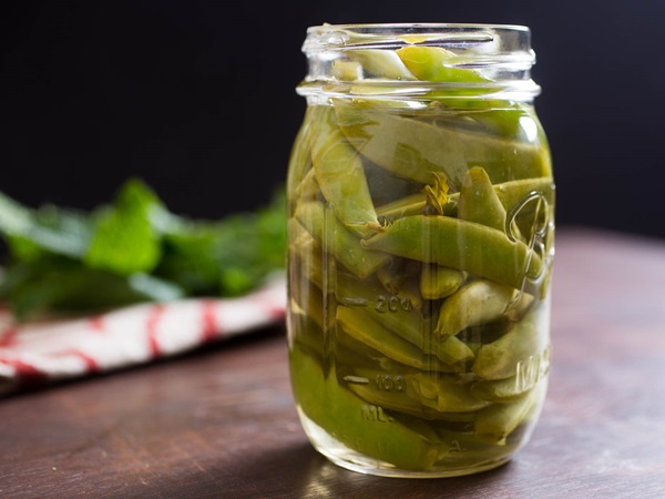 Green peas, canned for the winter at home
