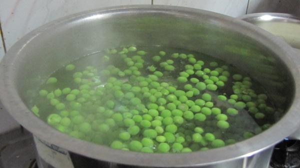 Green peas, canned for the winter at home