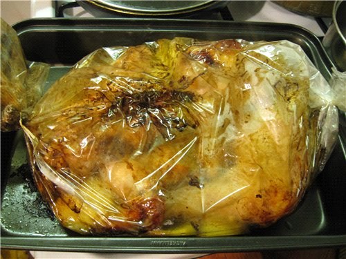 place the chicken in the sleeve in the oven chicken in the sleeve