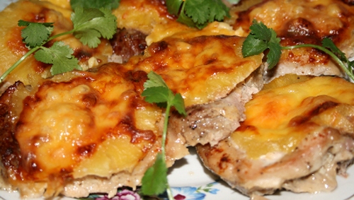 meat and pineapples