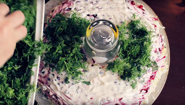 New Year salads - recipes simple, inexpensive and delicious for the New Year 2017 Cock with photo