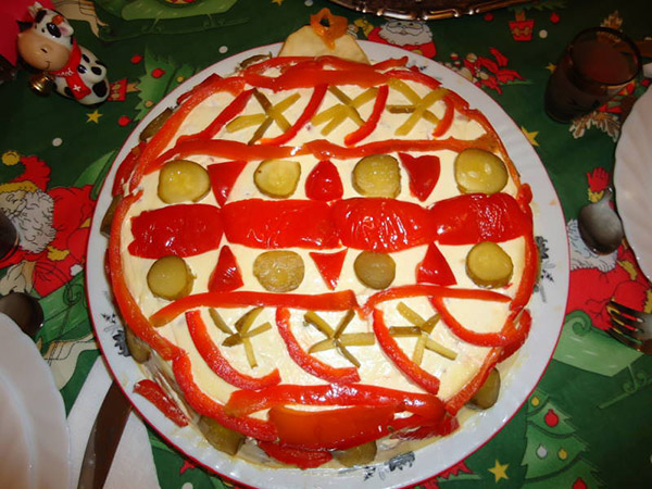 New Year salads - recipes simple, inexpensive and delicious for the New Year 2017 Cock with photo