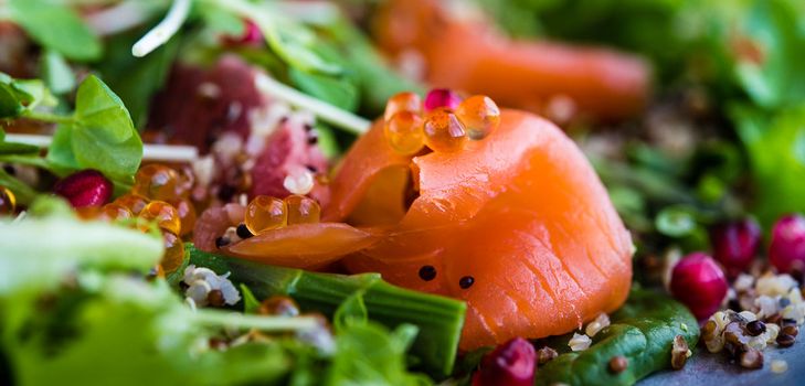 New Year salads with red caviar