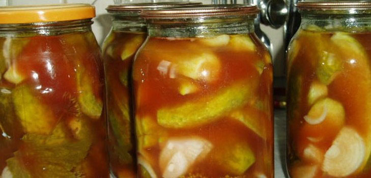 Cucumbers with ketchup for the winter - without sterilization, in cans. Harvesting for winter sharp and crispy cucumber with ketchup chili