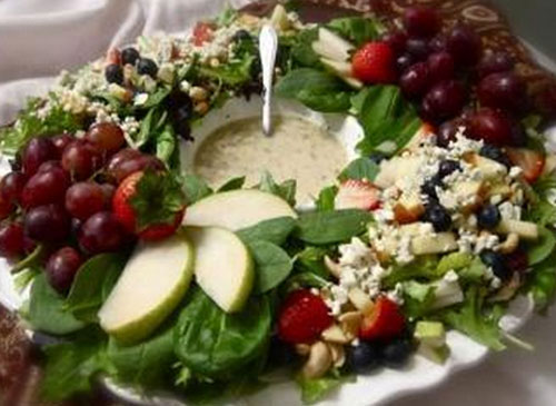 Decoration of salads for the New Year Goats 