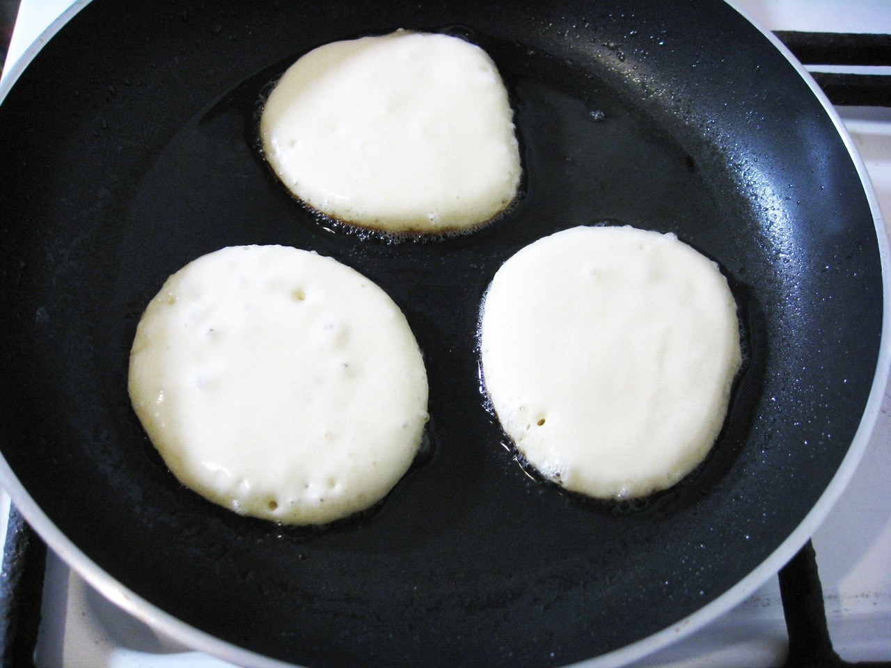 pancakes in a frying pan