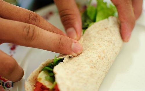 Delicious and quick snack - lavash rolls with fish