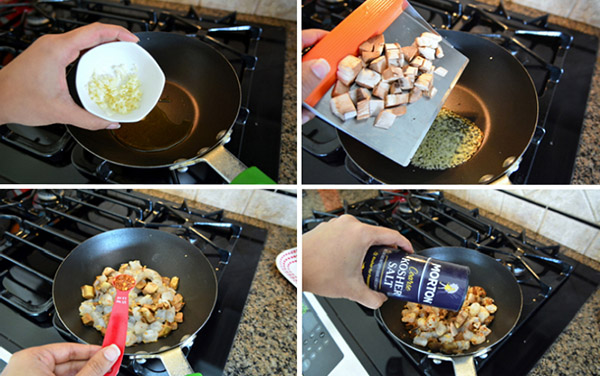 Grilled champignons with tomato and shrimp stuffing, delicious recipe