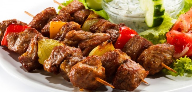 skewers on a plate