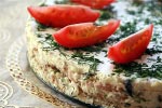 Cheese cake with ham and mushrooms