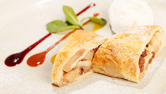 beautifully served strudel