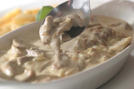 Fried white mushrooms in different dishes
