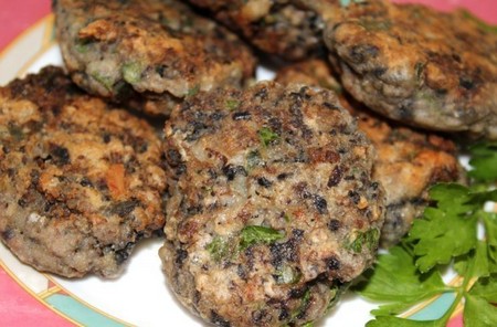 Fried white mushrooms in different dishes