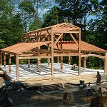 Foundations for house made of lumber Foundations for house made of lumber
