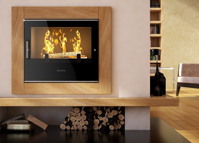 Fireplace with water circuit