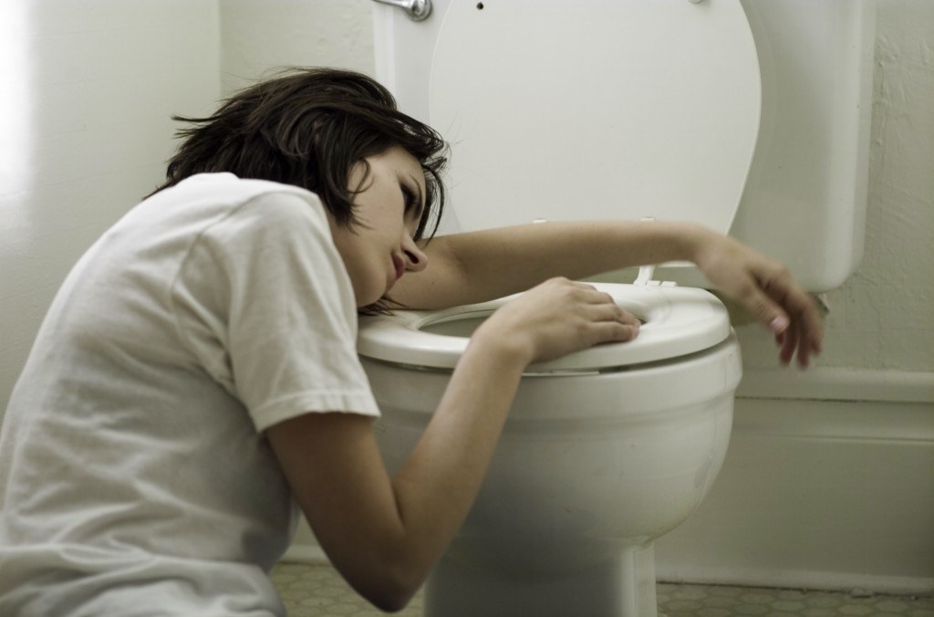 a woman near the toilet